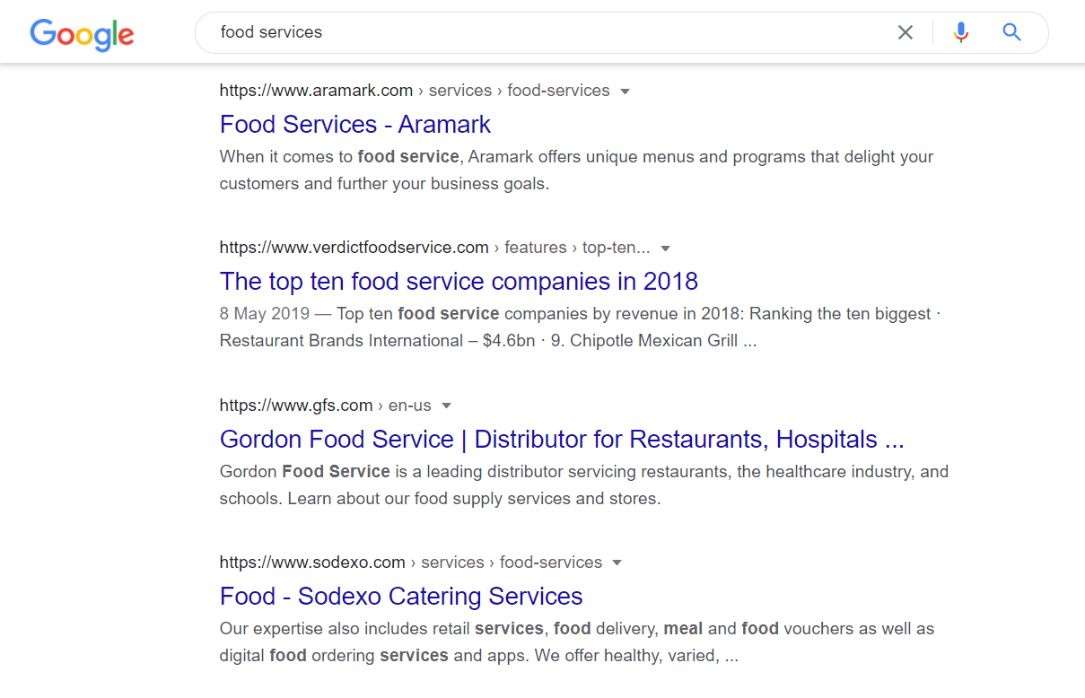 How to choose keywords for seo food services example